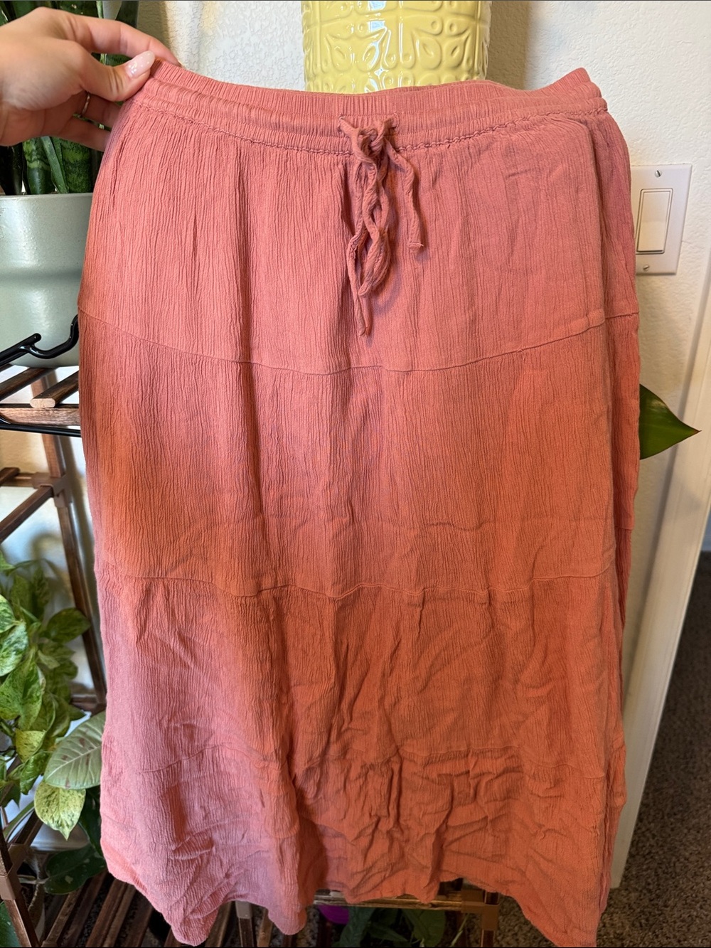 Vintage GAP Midi Skirt with Drawstring Waist - Dusty Rose